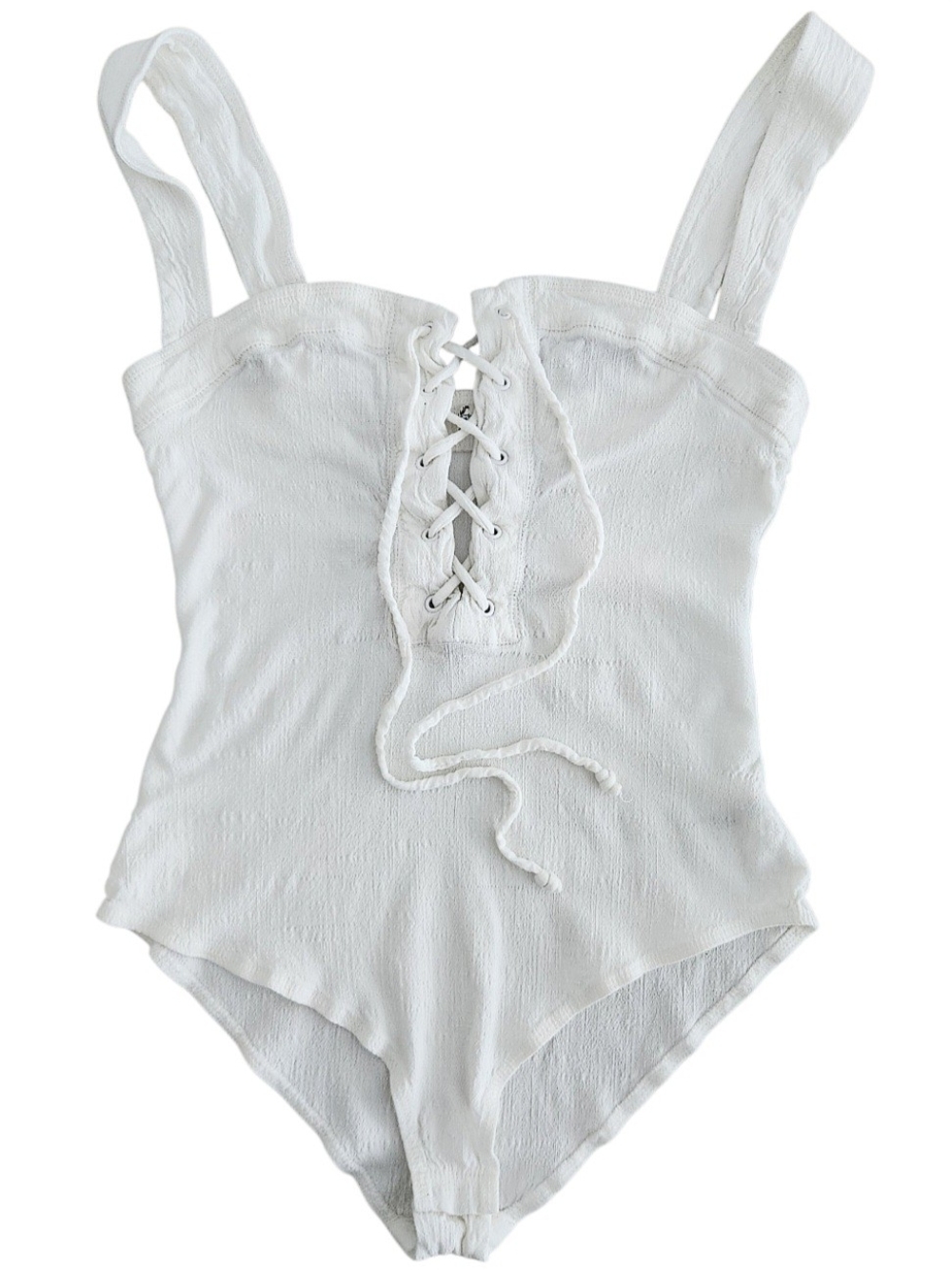 Free People Intimately Lace-Up Bodysuit In White Size S Boho Festival
